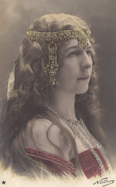 Belle Epoque Actress Louise Bignon in Art Nouveau Headdress by Felix Nadar, circa 1900