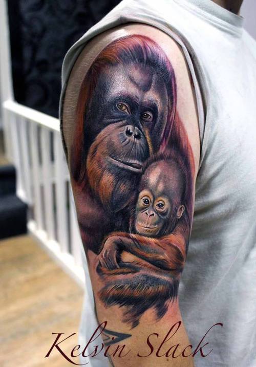 Chimpanzee Monkey tattoo by Led Coult  No 1155