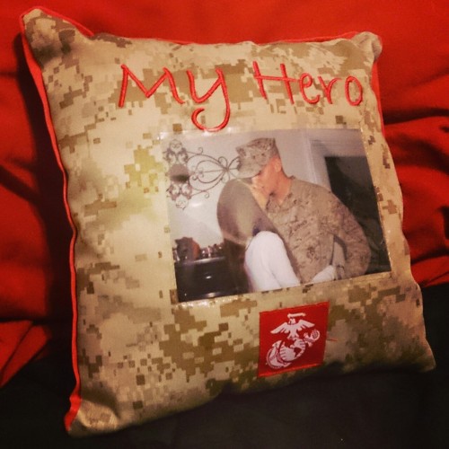 The pillow my mother found online. It’s perfect while my hubby is deployed. I wake up every mo