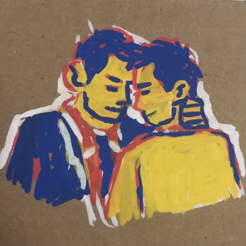 a destiel forehead touch drawing i did on cardboard at 4pm a month ago is actually something that ca