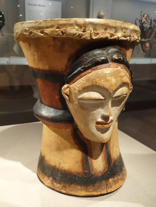 Drum with two faces, of the Shira-Panu people, Gabon.  Artist unknown; 20th century.  Now in the De 