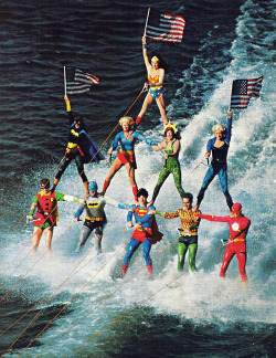 vintagegal:  Sea World Superheroes - a group of professional water skiers who performed a regular theme park act dressed as DC Comics characters from 1976 to 1979. (via) 