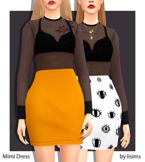 Mimi Dress&gt; ea mesh edit, base game compatible&gt; 35 swatches (16 in palm springs palett