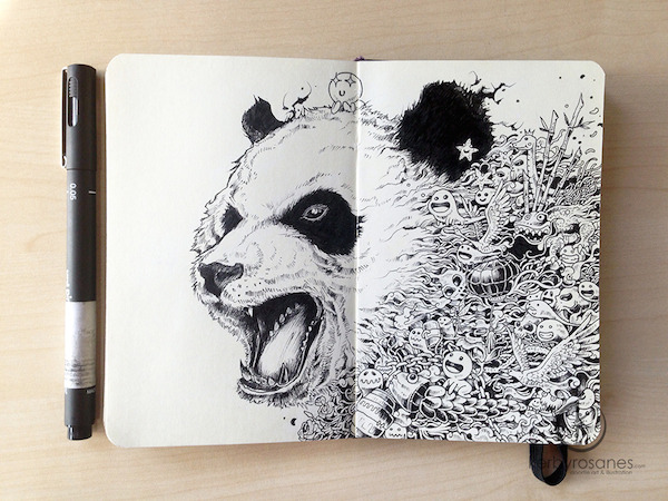 jedavu:  More Whimsical Doodles Created In Moleskine Notebooks, Made With Just Black