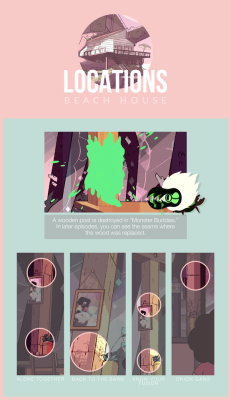 johndeaky:  Crewniverse makes a meticulous effort in the backgrounds to reflect the lasting impact of a recent destruction. These infographics specifically deal with the continuity of damage done to “locations.”Made by request for the Steven Universe