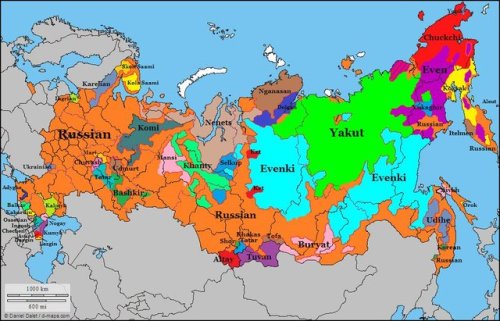 mapsontheweb:Map showing different languages spoken in Russia.