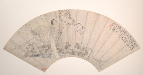 清 錢慧安 仕女 扇面|A Beauty by Qian Huian, Asian ArtGift of Robert Hatfield Ellsworth, in memory of La F