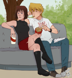 nanihoosartblog:  *judges u super hard over a fresh order from Burger World* I need more Anzu and Jou being besties ok 