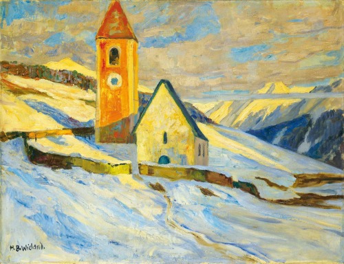 Hans Beat Wieland (1867-1945) - The Church at Lavin. 1930. Oil on canvas.