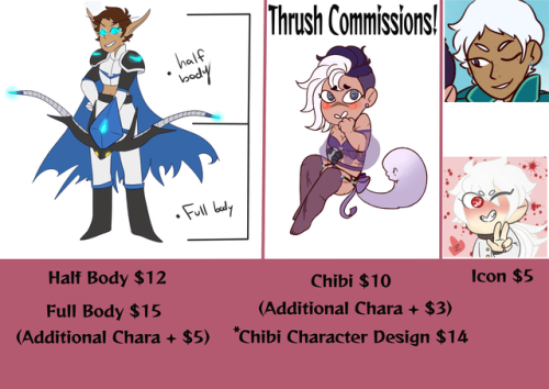 thrushrut: Hello!!! I’m opening commissions! reblogs would be so well loved and appreciated!