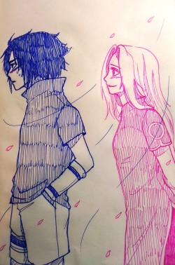 hashtagartistlife:  Hello hello naruto followers long time no sasusakubeen feeling really nostalgic for their genin incarnations lately so I scribbled this up and found I really like drawing Sakura’s long genin hairstyle…. so expect more genin ss