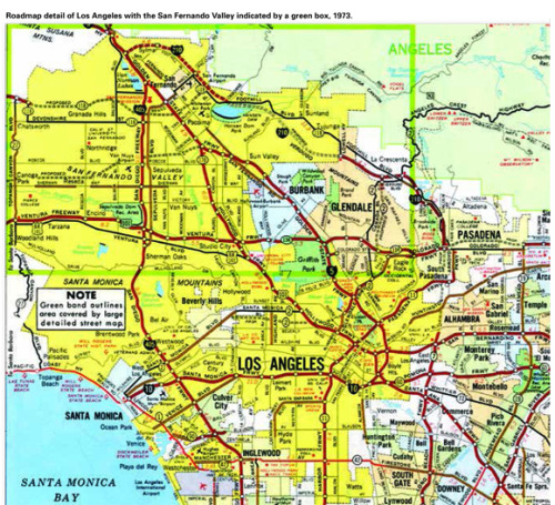 Map of Los Angeles with the San Fernando Valley in green, 1973 | Courtesy of Angel City Press and CS