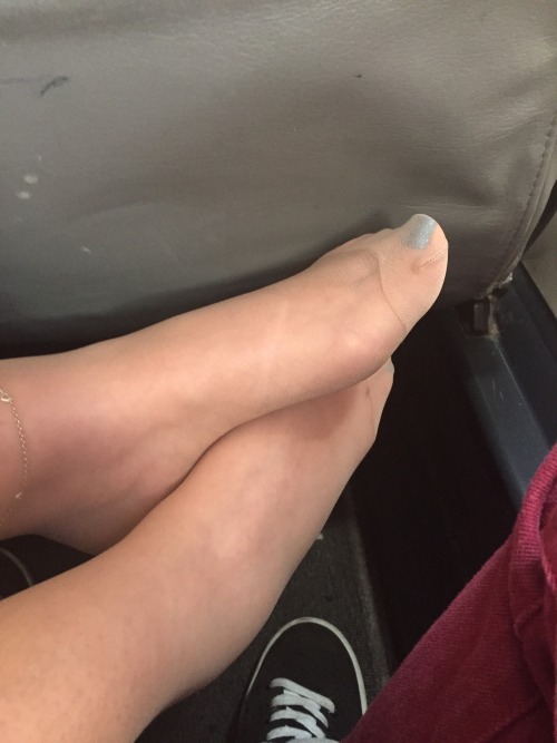 wifesphfeet: Sexy wife Val’s Tired feet on an airplane on my lap ready to be massaged. The best pla