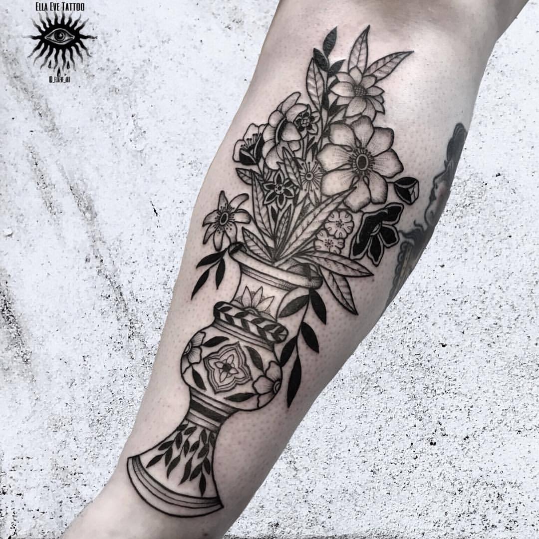 TattooGrid on Twitter Flower Vase Tattoo By Lizzie Cartwright Artist  Black Ink Tattoos httpstco7qZojAo4Fx httpstcoVJzSwUc1T3   Twitter