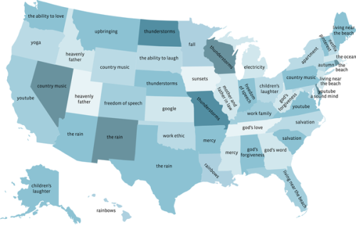 altonzm: 12-tone: mapsontheweb: What Americans are thankful for? This actually…really sweet a