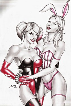 superheropinups:  Harley Quinn & White