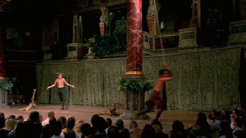 thedamnstars:The Globe Theatre’s A Midsummer Night’s Dream - Puck and Oberon