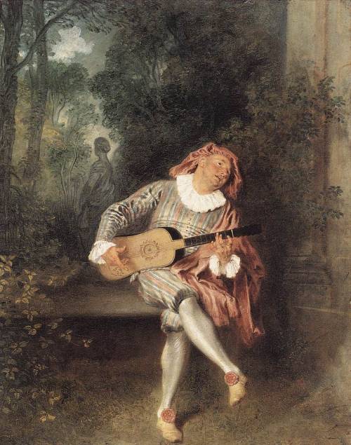 Mezzetin (c.1718-20). Antoine Watteau (French, 1684-1721). Oil on canvas. Met.A comic character, Mez