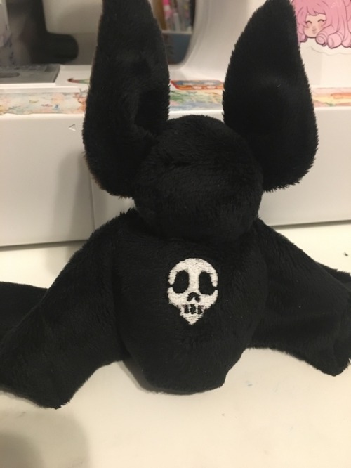 A custom bat OC plush with some special glow in the dark features!