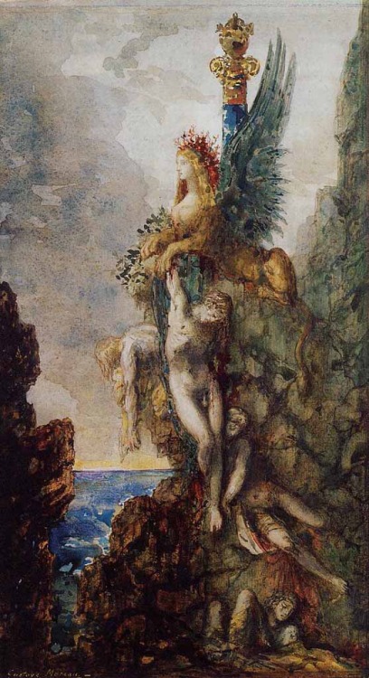 The Victorious Sphinx.1886. Watercolor. Clemens-Sels-Museum, Germany. Art by Gustave Moreau.(1826-18