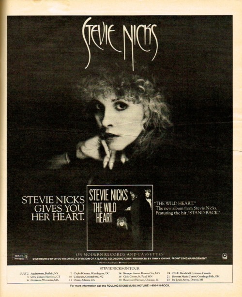 nostalgia-eh52: 1983 Stevie Nicks “ The Wild Heart “ Advertisement