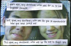 postcard-confessions:  &ldquo;2 years ago, my Christmas wish was for us to be together forever. Last year my Christmas wish was for you to remember how you once loved me. This year, my Christmas wish will be for me to forget you.&rdquo;Posted from the