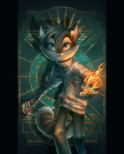 lackadaisycats:BioRocky? Some Patron artwork of late.(The prompt was for Rocky as Jack from BioShock)———————Lackadaisy is on Patreon - there’s extra stuff!