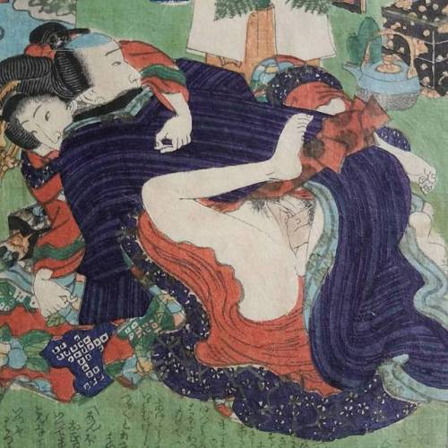 SOLDDetail of an original Japanese Shunga (Picture of Spring) woodblock print by Hiroshige from th