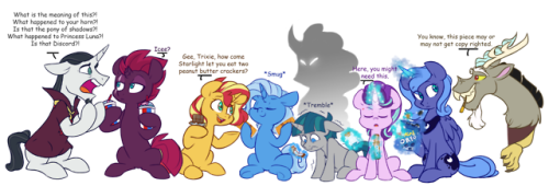 doodlemark:Reformed villain snack part 2 ft. Neighsay, S1 Luna, and Discord