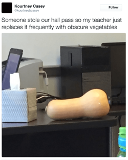 thebbwnextdoor:  helloitsbees:  daemonmatthias:  bushy-haired-know-it-all:   jumpingjacktrash:  littlemisscodeless: …But why do you need an object to go to the bathroom? Does it unlock the magic bathroom door? a hall pass is a thing you can show to