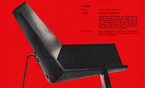 Benedikt Rohner, chair, 1957. Made by girsberger. Source 1 + 2