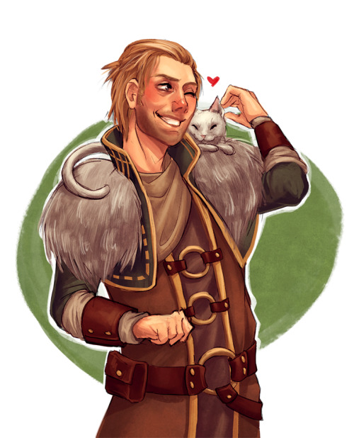 crimsontentacles:  This is for shinyhill who won my giveaway not too long ago! ;D I may not be very fond of Anders, but he deservs to be happy. With a cat, obviously. 