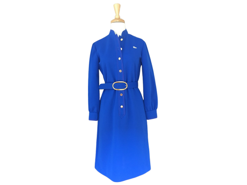 Vintage, 70s Lacoste dress in cobalt blue. 