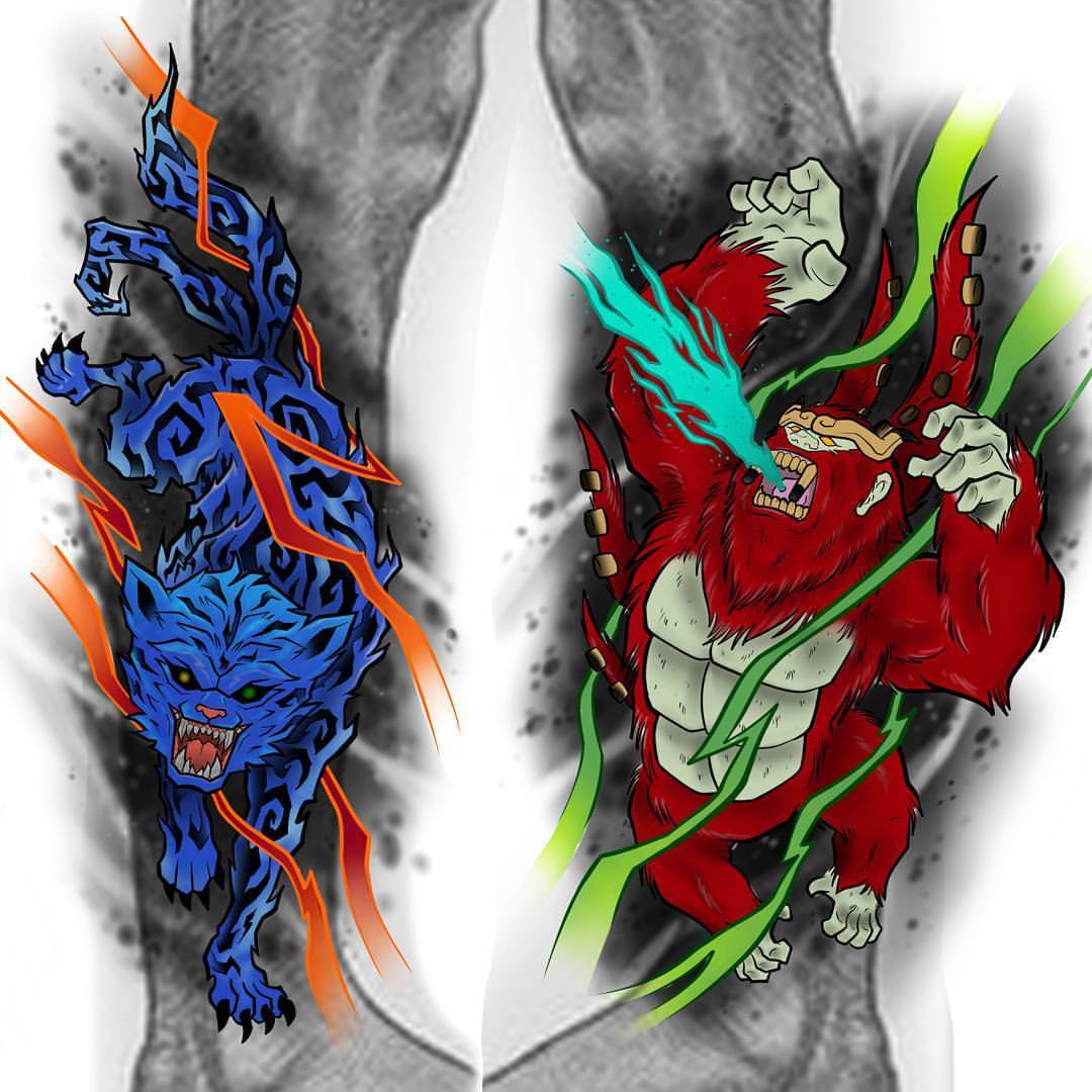 Atlantis Tattoos Naruto Matatabi And Son Goku Tailed Beasts