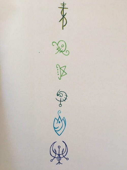 aspen-witch: The sigils at the beginning of my Book of Shadows. In order, they mean:•"None sh