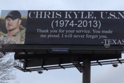noturbaby:  Christopher Scott “Chris” Kyle (April 8, 1974 – February 2, 2013)  Kyle served four tours in the second Iraq conflict and was awarded the 4th highest commendation awarded for acts of heroism, acts of merit, and/or meritorious service