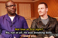 beauxtiful:  Steve McQueen and Michael Fassbender on their first meeting. 