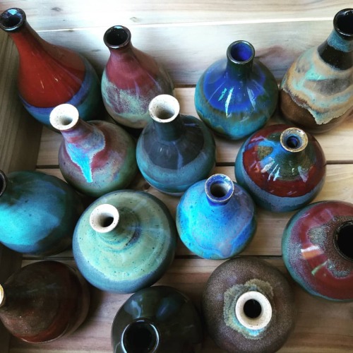 I loved making these bottles and was very exited to open the kiln and see all the colours! #achearti