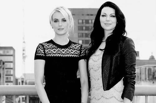 missdontcare-x:  Laura Prepon and Taylor Schilling at the ‘Orange Is the New Black’