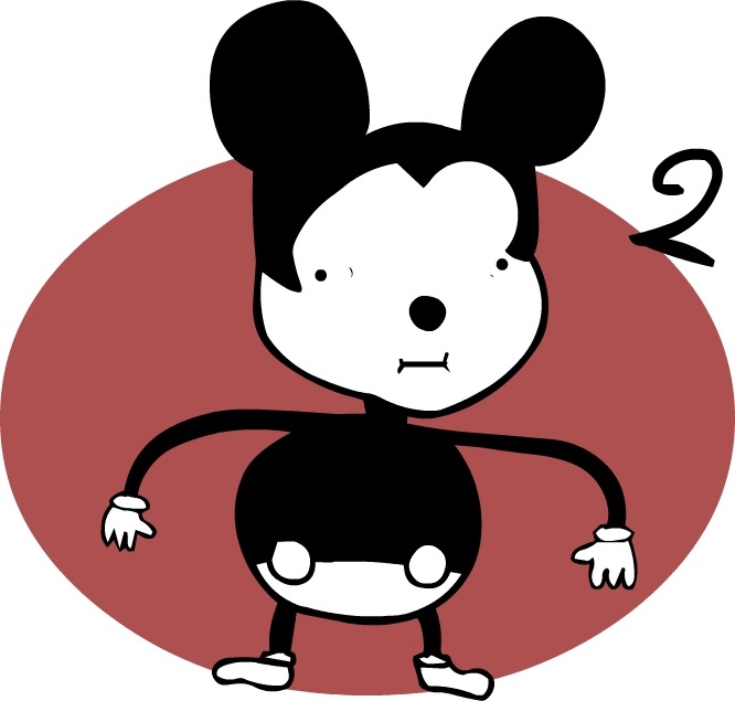 The trick is to start off with a genuine effort to draw Mickey correctly, and then whenever the first mistake happens, embrace it and go in that direction.