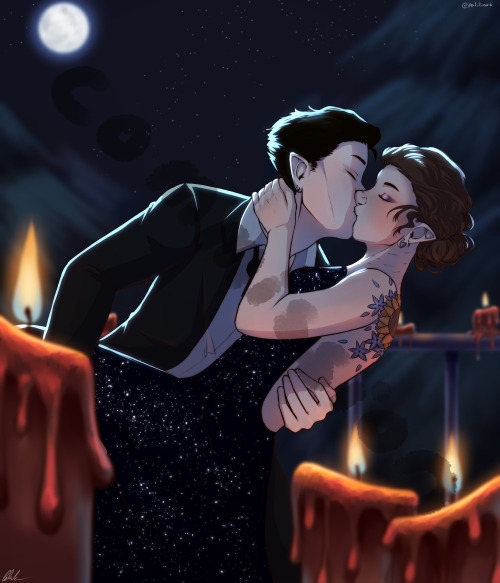 Kiss On The Balcony With Your Vampire PrinceCommission For @/riathepinkie!