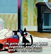 clint-eastwoods:At this rate, I’ll be a white cat by the morning.Kiki’s Delivery Service (1989) dir.