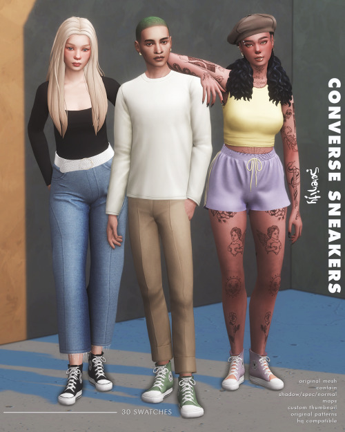 serenity-cc:Converse Sneakers infos at images;for male and female sims(has 30 swatches that I was to