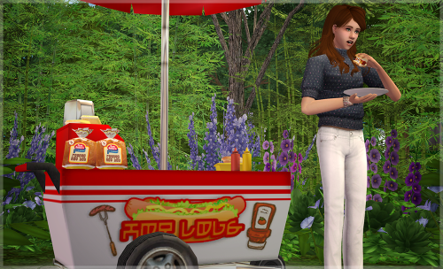 suratan-zir:Exnem hot dog cart in Simlish Functional food cart recolored in simlish. I know there’s 