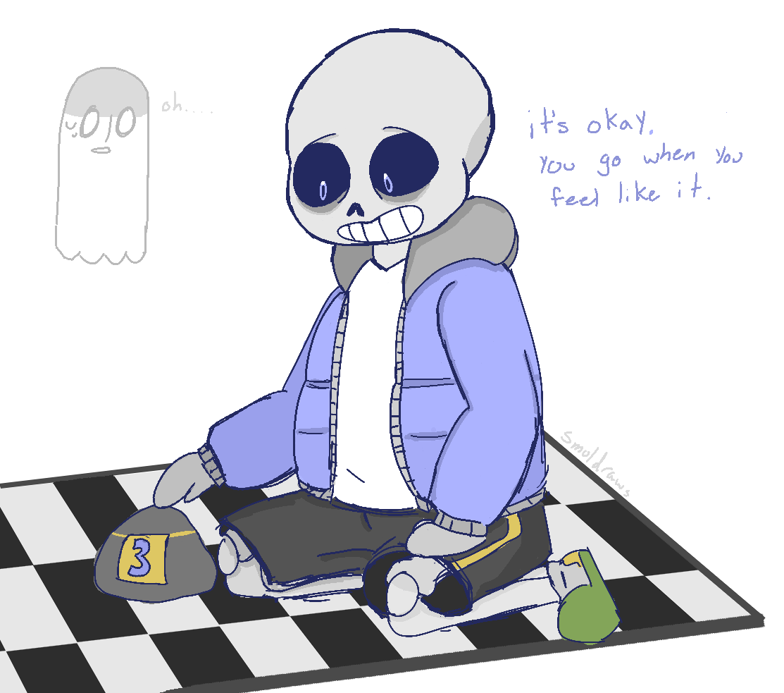 smoldraws:  i bet sans has raced his pet rock before he probably won too 