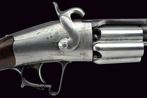 An interesting 16mm (.63 caliber) percussion revolving rifle, France, mid 19th century.