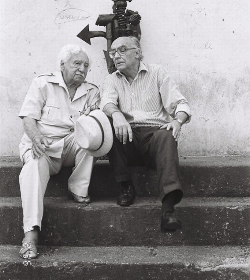 Jorge Amado e José Saramago, 1996. Foto: Zélia Gattai/Fundação Jorge Ama