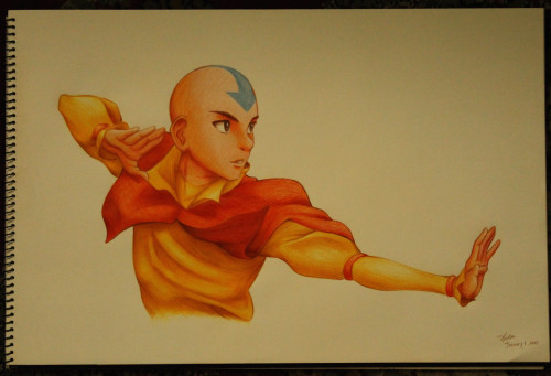 This Was From The Opening Of Legend Of Korra. Aang Was My Very First Art Of This Year. :D Used Colored