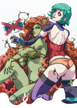 Superheropinups:  Poison Ivy &Amp;Amp; Duela Dent - Santi Casas 