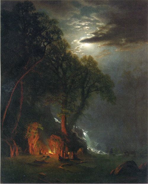 Campsite Fire, Yosemite by Albert Bierstadt